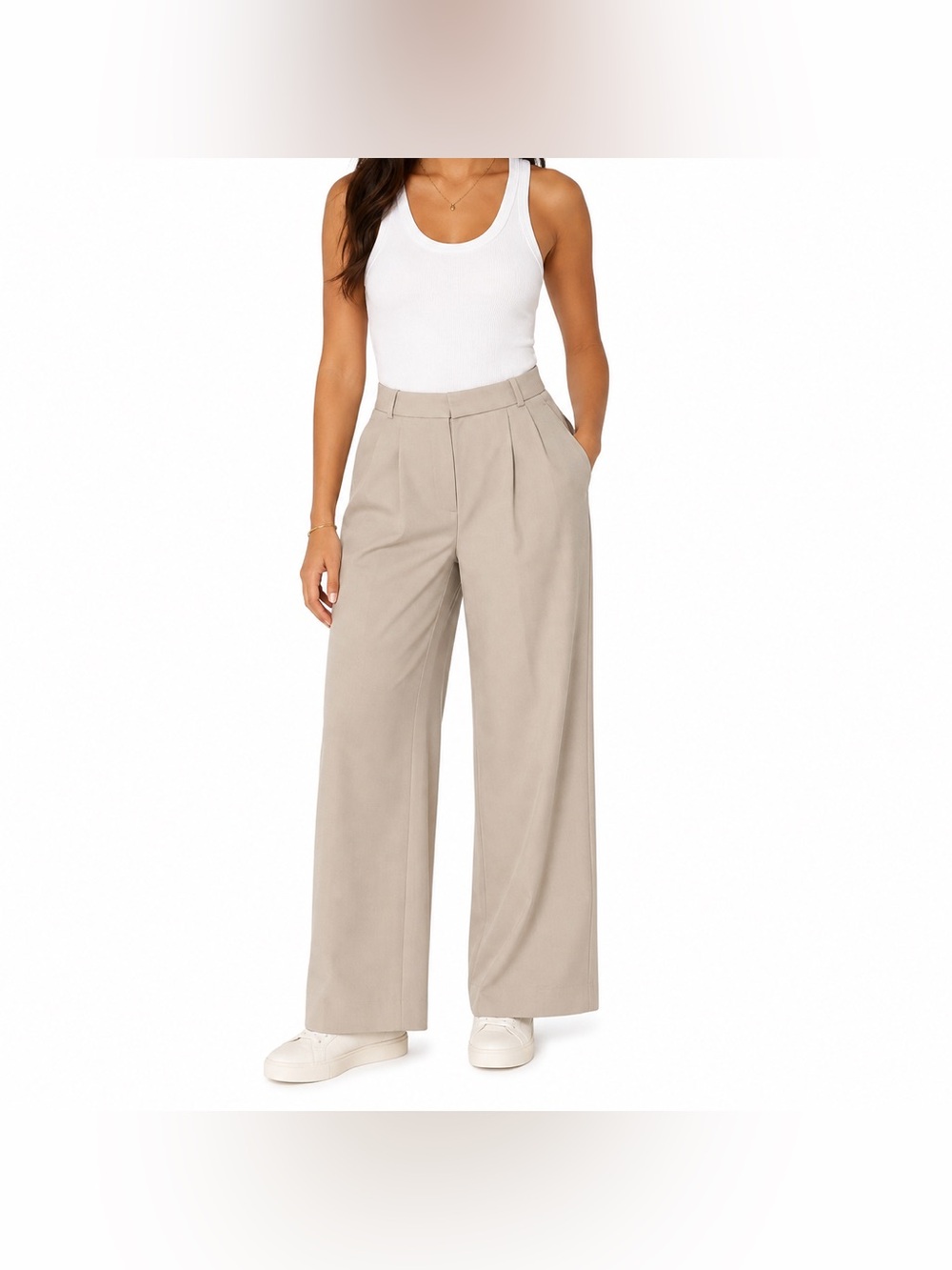 Abercrombie & Fitch Size 25 Wide Leg Pleated Tailored Trousers Taupe Beige